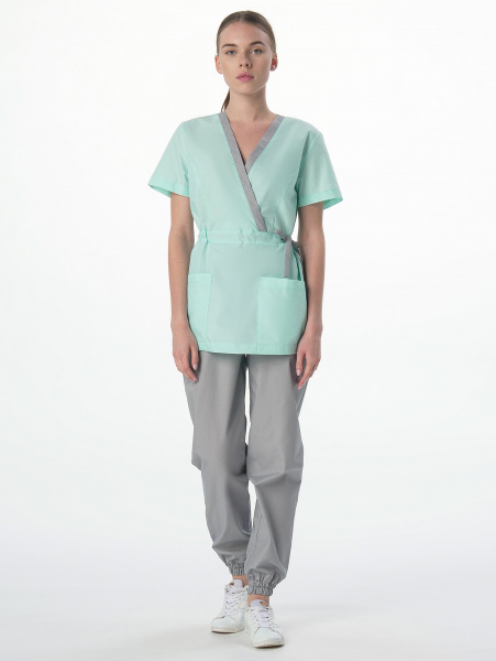Костюм женский MedLine Арина (тк.Смесовая, 120), серый/мятный