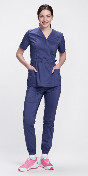 Костюм женский хирургический Модерн-004 (тк.Стрейч,120) MedLine, т.синий