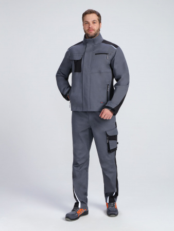 Куртка ProfLineLeader (тк.Хлопок/Спандекс,260), серый/черный