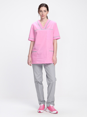 Костюм женский Ирина (тк.Смесовая,120), ярко-розовый/серый