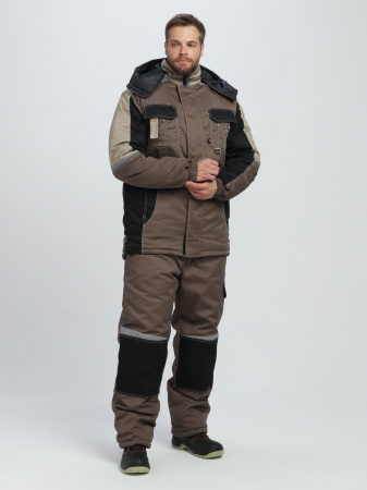 Костюм зимний Вектрон-1 (тк.Смесовая,240) брюки, коричневый/черный/бежевый
